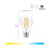 WiZ Clear 60W A19 Tunable White Filament LED Smart Bulb - Pack of 1 - E26- Indoor - Connects to Your Existing Wi-Fi - Control with Voice or App + Activate with Motion - Matter Compatible