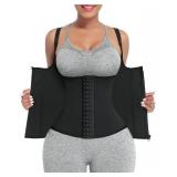 FeelinGirl Waist Trainer for Women Corset Vest Body Shaper Cincher Trimmer Tank Top Sport Girdle with Steel Bones Black XL