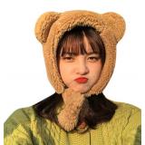 ANKOMINA Winter Cute Bear Ear Warm Hat Women Plush Earflap Beanie Hat Kids Girls Windproof Skull Cap Khaki