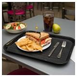 Carlisle FoodService Products Fast Food Cafeteria Tray 14\" x 18\", Durable Polypropylene with Slip-Resistant Surface, Stackable for Cafes and Schools, BPA-Free, Black