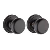 Kwikset Hancock Interior Passage Door Knob, Handle For Closet and Hallway Doors, Non-Locking Doorknob in Matte Black, with Microban Protection