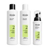 Nioxin Scalp + Hair Thickening System 2 | For Natural Hair with Progressed Thinning | Boost Hair Density with Niacinamide & Biotin | Trial Size | 1 Month Supply