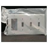 Leviton 4-Gang 3-Toggle 1-Decora/GFCI Device Combination Wallplate, Standard Size, Thermoplastic Nylon, Device Mount, 80732-W, White