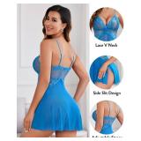 Avidlove Sexy Lingerie for Women Nighties for Women Sexy Negligee Lingerie Chemise Nightgown Dark Blue Medium