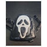 Wsgzmjseed Halloween Spooky Ghostface Backpack, PU Leather Ghost Bag with Adjustable Straps for Women-7.1 * 9.3 * 3.5in (Black)