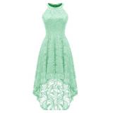 Dressystar Women Halter Lace Wedding Guest Dress Hi-Lo Cocktail Party Bridesmaid Formal Dresses Mint M