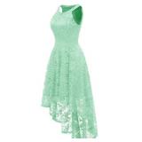 Dressystar Women Halter Lace Wedding Guest Dress Hi-Lo Cocktail Party Bridesmaid Formal Dresses Mint M
