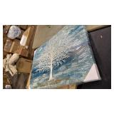 Yihui Arts Abstract Landscape Canvas Art Hand Painted 3D Tree Paintings with Gold Foil for Wall Decor Modern Artwork Pictures Living Room Bedroom Decoration - Retail: $0