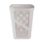 Mind Reader 60L Slim Laundry Hamper  Lid  Ventilated  Plastic  17.25 L x 13.75 W x 23.5 H  Ivory (no lid, small crack on bottom still usable) - Retail: $57