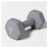 Dumbbell 12lbs Gray - All In Motionâ¢: PVC Coated, Iron Filled, Single Weight