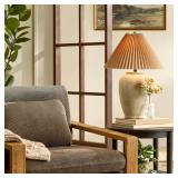 Ceramic Table Lamp Cream with Pleated Fabric Shade - Hearth & Handâ¢ with Magnolia - Retail: $90