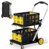 $170 8-in-1 Collapsible Shopping Cart 200LBS with 2 Storage Crates