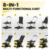 $170 8-in-1 Collapsible Shopping Cart 200LBS with 2 Storage Crates