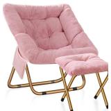 $90 Comfy Saucer Chair, Living Room Chair, Faux Fur Lounge Pink