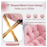 $90 Comfy Saucer Chair, Living Room Chair, Faux Fur Lounge Pink