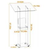 $129 Trmullory Acrylic Podium Stand with Storage Shelf, 47.2"H, Clear