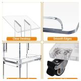 $129 Trmullory Acrylic Podium Stand with Storage Shelf, 47.2"H, Clear