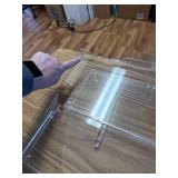 $129 Trmullory Acrylic Podium Stand with Storage Shelf, 47.2"H, Clear