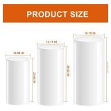 $123 White Cylinder Stands for Party, Round Pedestal Set of 3 Decor