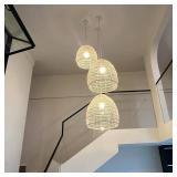 $93 Aeyee Bamboo Pendant Light Fixture Boho Rattan Lamp 13.7in W Beige