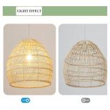 $93 Aeyee Bamboo Pendant Light Fixture Boho Rattan Lamp 13.7in W Beige