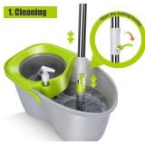 MASTERTOP Spin Mop Bucket, Wringer, 50.4" Handle, 3 Mop Pads