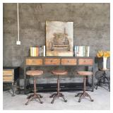 $99 Topower Industrial Retro Farm Wooden Tractor Stool Swivel (Copper)