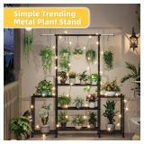 $46 Simple Trending 3-Tier Plant Stand, Indoor/Outdoor Metal, Black