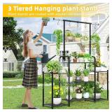 $46 Simple Trending 3-Tier Plant Stand, Indoor/Outdoor Metal, Black