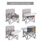 PandaEar Portable Baby Seat, Travel, Compact Fold with Straps Grey