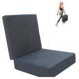 OpyTikar Porch Swing Cushion with Carrying Handle, Straps, Grey