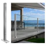 Glass Balustrade Post System End Post 35.8in Silver 1Pack