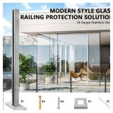 Glass Balustrade Post System End Post 35.8in Silver 1Pack