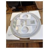 $130 24-Inch Wall-Mounted Round Bathroom Mirror with LED Lights, Gold