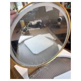 $130 24-Inch Wall-Mounted Round Bathroom Mirror with LED Lights, Gold