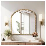 $123 ietat Arched Antique Gold Bathroom Mirror with Baroque Frame