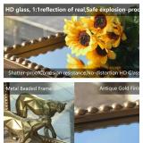 $123 ietat Arched Antique Gold Bathroom Mirror with Baroque Frame