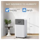 $100 2500 Sq.ft Dehumidifier with Drain Hose, 42 Pints, 24H Timer