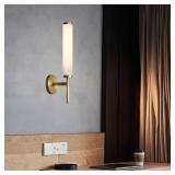 $110 JIANGXMF Alabaster LED Wall Sconce 3000K Marble Lampshade Gold