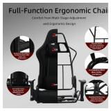 $117 DEEPfurniture Fabric Gaming Chair with Footrest Mg(1005-Black)