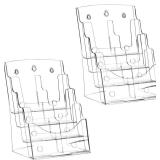 QWORK 2Pack Acrylic Brochure Holder, 8.5x11, 4-Tier Pamphlet Stand