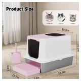 $62 RIZZARI Enclosed Cat Litter Box with Top/Front Entry, Odor Control
