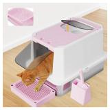 $62 RIZZARI Enclosed Cat Litter Box with Top/Front Entry, Odor Control