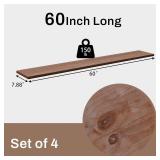 $190 TEDIDUWA Rustic Wood Floating Shelves Set of 4, 60-Inch, 150lb