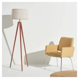 $100 Brightech Emma LED Floor Lamp with Wood Legs Walnut Brown