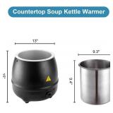 $85 YBSVO 11 Qt Round Black Countertop Kettle Warmer - 120V, 400W