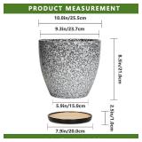 $60 10 Inch Ceramic Plant Pot with Drainage Tray GREY!! SEE PICS!