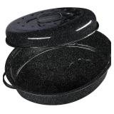 Granite Ware 18" Oval Roaster with Cover, Porcelain Enamel