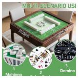 Jibloo Mahjong Table Mat 31.5x31.5, Non-Slip Rules, Green Neoprene