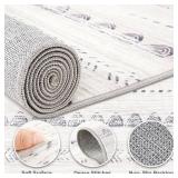 $85 Nakagishi 8x10 Area Rug - Washable Boho Gray Non-Slip Carpet